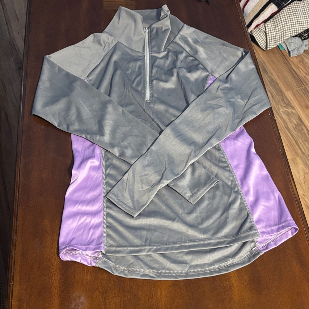 Source Unknown Gray and Purple Cowl Neck Sweater